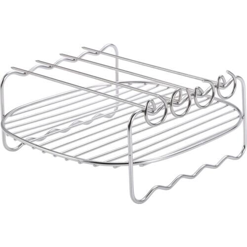 Baking Tray Skewers Air Fryer Stainless Steel Holder BBQ Rack Double-deck Home Replacement Barbecue Bbq Tools Rotisserie