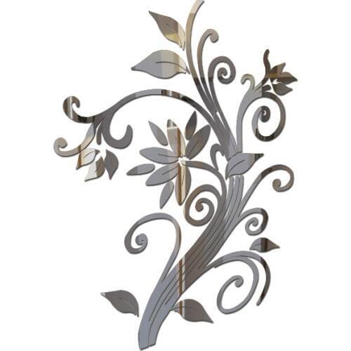 Modern home decoration Acrylic furniture mirror stickers for Art living room flower Background still life sticker