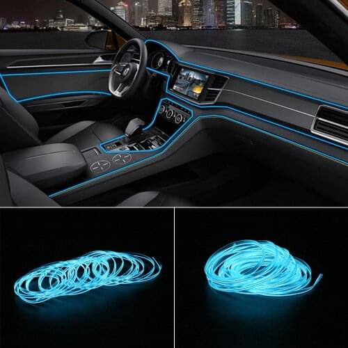 1m/2m/3m/5m Car LED Strips 12V LED Cold lights Car styling Interior Decoration Decorative Lamp Flexible Neon EL Wire