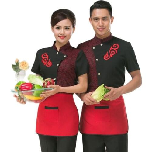 Fast-food Restaurant Waiters Uniforms Male Female Short Sleeved Chef Jacket Work Wear