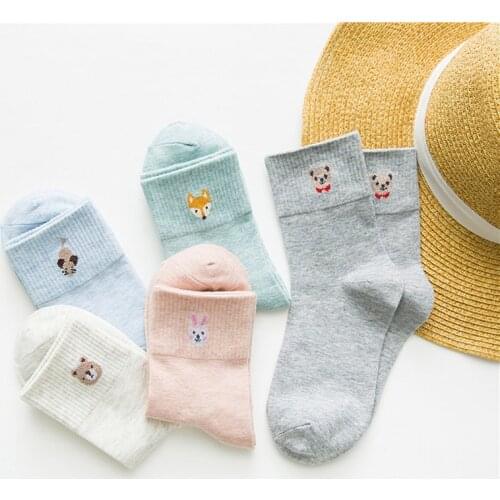 Cartoon animal print socks kawaii cute meias divertidas funny korean style women female calcetines skarpetki female socks