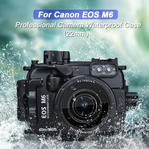 40M 130ft Waterproof Underwater Housing Camera Diving Case For Canon EOS M5 M6 Camera with 22mm 18-55mm Lens