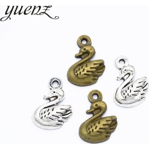 YuenZ 30pcs Antique Silver color swan Charm fit style Bracelets necklace Pendant DIY Metal Jewelry Making 10*14mm D9308