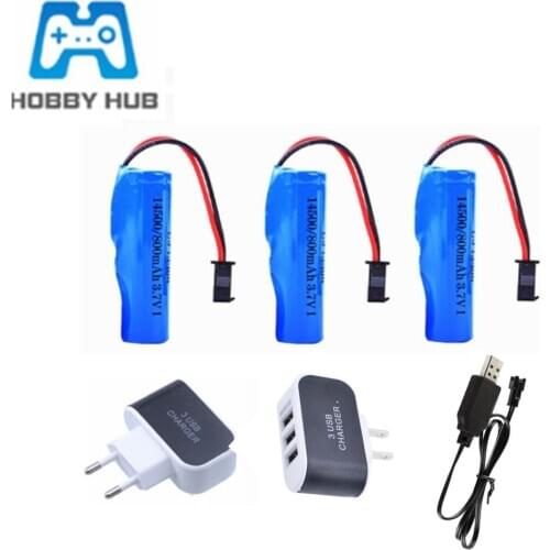 For C2 D828 RC Car Parts 14500 SM-2P 3.7v 800mah Li-ion Rechargeable Battery Charger Set For RC Stunt Dump Car Toys Accessories