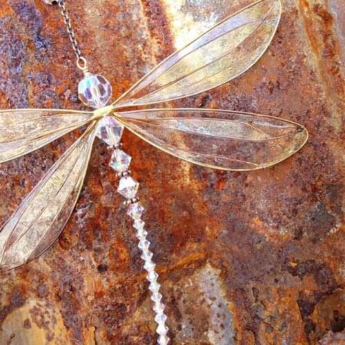 Dragonfly Crystal Suncatcher With Beads Window Hanging Ornament Wedding Cars Window Decor Ловец Солнца Jardineria Decoracion