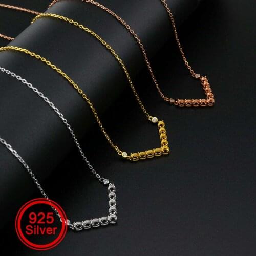 1Pcs 3MM Round Prong Pendant Settings Necklace 9 Stones Rose Gold Plated Solid 925 Sterling Silver Charm Bezel Tray 1411268