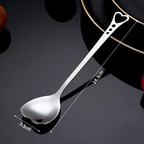 1Pcs Stainless Steel Heart Shape Coffee Spoon Kitchen Accessories Dessert Sugar Stirring Spoons Teaspoon Dinnerware