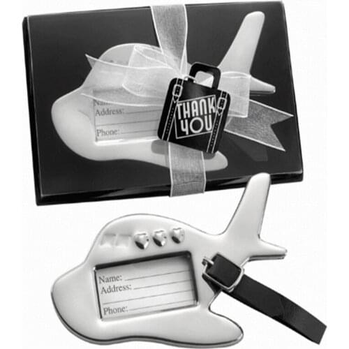 100 pieces/lot of new zinc alloy airplane wedding luggage tag bon voyage gift party childrens guests gift souvenirs