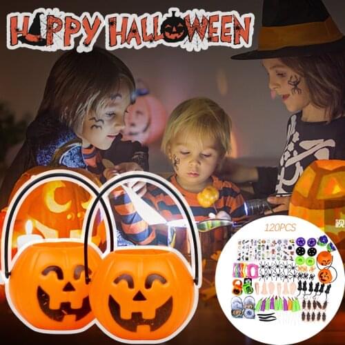 120PCS Halloween Tricky Toy Set Children Halloween Toy Props Home Party DIY Decoration Kids Holiday Gift Funny Scare Toys Set
