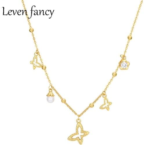 18K Gold Sterling Silver 925 CZ Zircon Flower Pearl Necklace for Lady Elegant Girls Jewelry Satellite Chain Choker Necklaces