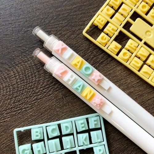 2pcs/set Small Blocks Building Gel Pen Alphabet Number for Birthday Wish Name Gift DIY Novelty Cute Stationery Supplies H6262