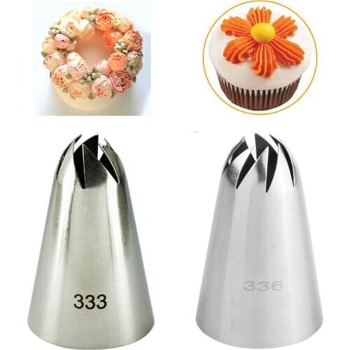 2pcs/set Rose Flower Piping Nozzles Large Size Cream Icing Tips Decor Cake Fondant Baking Tool Cupcake Decoration #336 #333