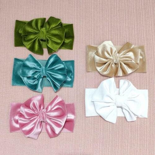 2019 New Velvet 5" Hair Bow Elastic Headband Classical European Photography DIY Hair Accessories Headwrap 24pc/lot