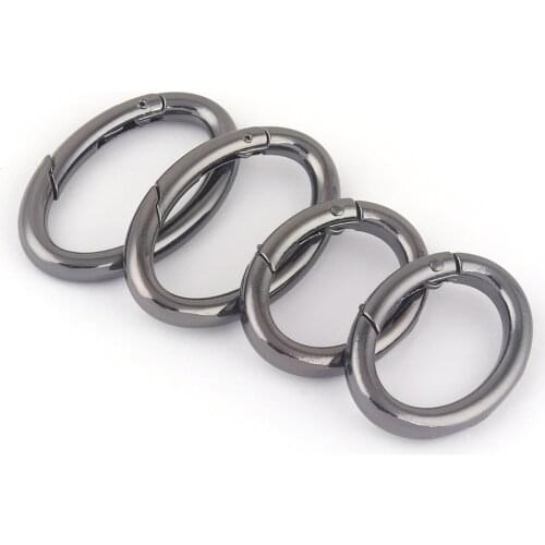 30/38mm Gunmetal Round Spring Ring Oval Push Snap Hook Gate O Ring,Metal Clasp Webbing Hook Bag Clasp Spring Buckle 4Pcs