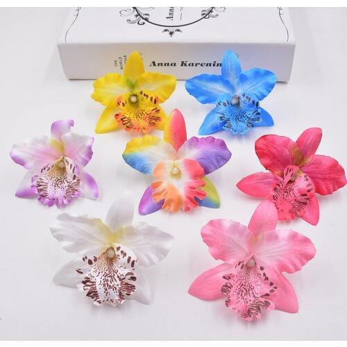 30pcs Artificial Orchid Flowers Head for Wedding DIY Crafts Mini Silk Flowers Home Christmas Decorations Party Birthday Decor