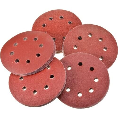 50pcs 8 Hole Loop Sanding Paper Sand Pads Sander Disc Abrasives for Polish Machine 40 60 80 120 240 Grit