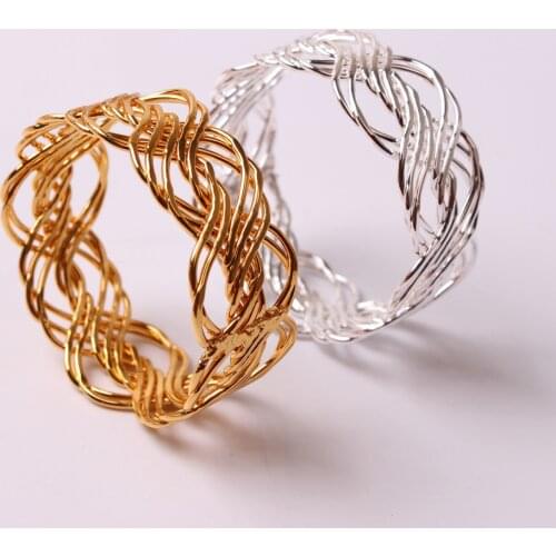 6PCS/Metal gold and silver woven napkin ring table decoration refers to the family holiday party hotel wedding banquet jewelry