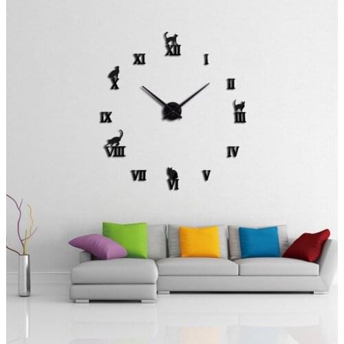 Acrylic Mirror Wall Stickers Living Room Kitchen Decor Home Decoration 3D Watch Reloj De Pared Modern European Style