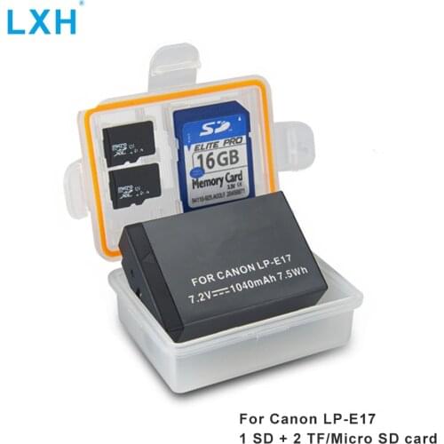 LXH Camera Battery Case Waterproof SD TF MSD Card Storage Box For Canon LP-E17 Battery For Canon EOS 760D/750D/M3