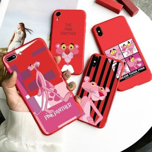 Pinks Panthers Phone Case Red Candy Color for iPhone 11 12 mini pro XS MAX 8 7 6 6S Plus X SE 2020 XR