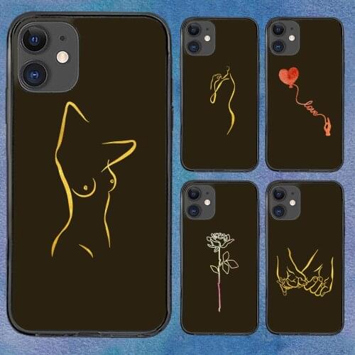 Painting Line Art Gift Phone Case For iphone 12 11 6 Mini Pro XS Max X XR 7 8 Plus Soft TPU Cover 12Pro 11Pro 12Mini