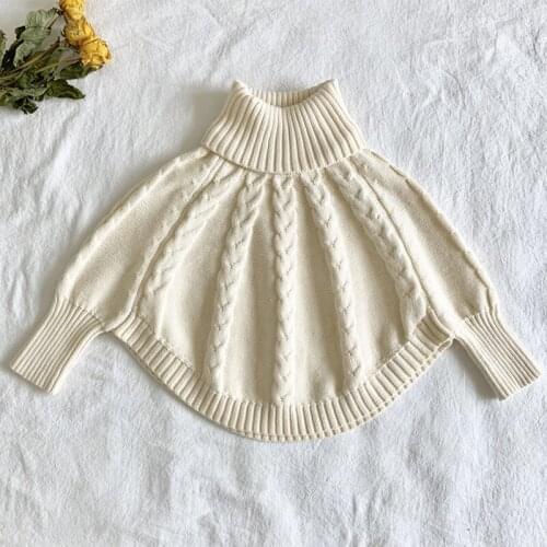 Kids Girls Knit Turtleneck Sweater Cloak New Autumn Winter Children Clothing Long SleeveBaby Kids Girls Pullover Sweaters