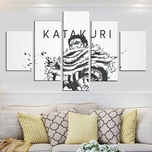 Home Decor 5 Panel Animation Charlotte Katakuri Canvas HD One Piece Prints Paintings Modular Pictures Wall Poster Artwork Framed