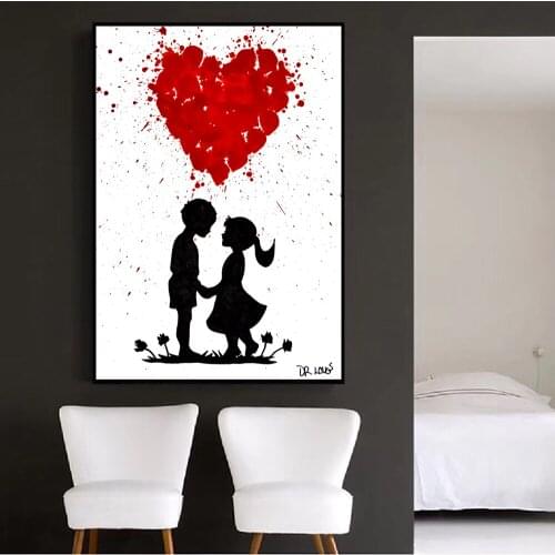 Canvas Painting Wall Art Graffiti Posters and Prints Boy Girl Love Wall Pictures for Living Room Decoration Home Decoration
