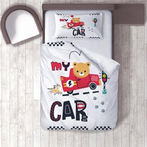 Duvet Cover Set Bedding Set Pillow Case for Baby and Kids Room 3D Printed Race Red Car Bear Traffic Light model 119