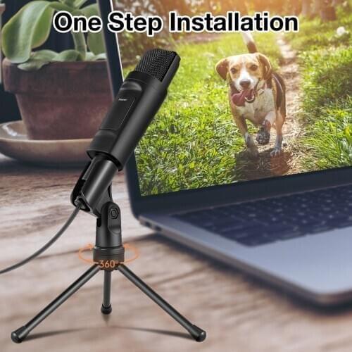 USB Condenser Microphone Computer Karaoke With Adjustable Metal Tripod Bracket For Windows PC