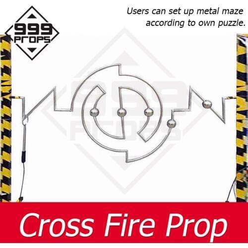 Cross fire prop real Room escape game puzzle keep the metal ring crossing track to open