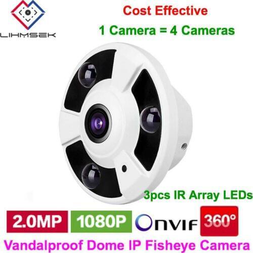 Lihmsek Onvif 1080P Fisheye 360 degree wide angle Dome IP Camera 2MP HD IP Vandal-proof Dome Camera Network IP cam