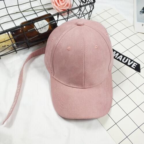 Statement Suede Long Rope Baseball Caps Summer New Letter Sun Hat Men Women Retro Fashion Solid Color Wild Hat Wear Accessories