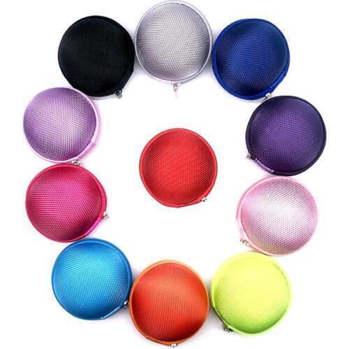 Mini Round Earphone Earbuds Case Organizer Pouch USB Cable Storage Bag Carrying