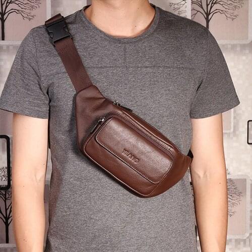 2021 New Genuine Leather Chest Packs For Men Casual Messenger Bags Fashion Mens Shoulder Bags Large Capacity Business Bag