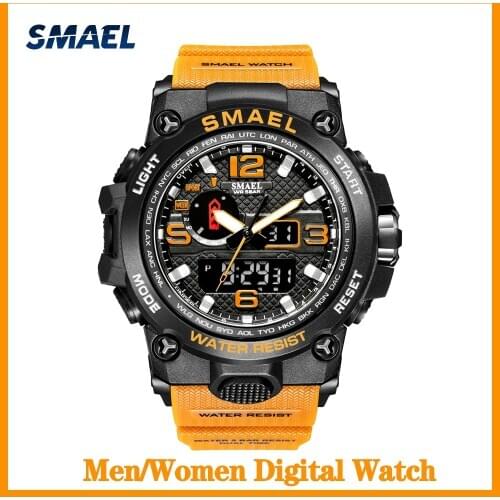 Mens Digital Watch Military 50m Waterproof Swimming LED Quartz Alarm Outdoor Sport Watch Dual Time Anti-Shock Women Watches