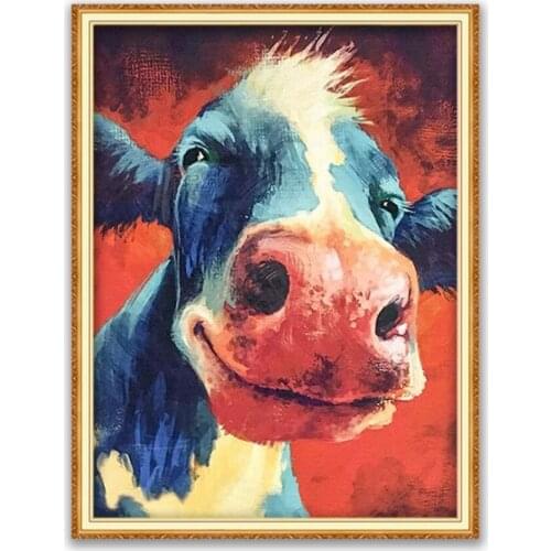 Animal Cow DIY Embroidery Cross Stitch 11CT Kits Craft Needlework Set Cotton Thread Printed Canvas Decoration Wholesale On Sale