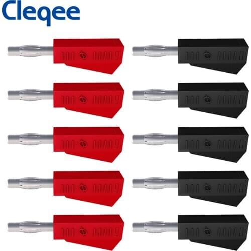 Cleqee P3002 10pcs 4mm Stackable Nickel plated Speaker banana plug connector Test Probe Binding Post Red Black Yellow Green Blue