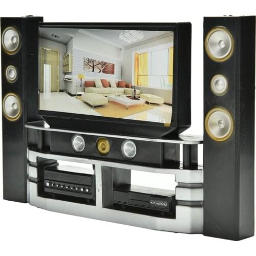 New Arrival Baby Toys Mini Hi-Fi 1:6 TV Home Theater Cabinet Set Combo For Doll House Furniture Doll Clothes Dress Accessories