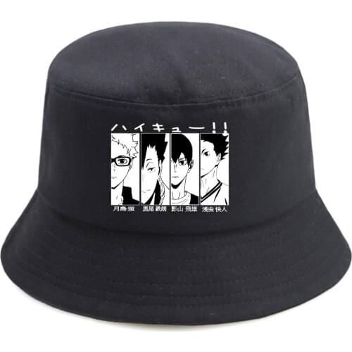 Adult One Size Panama Bucket Hat Haikyuu Karasuno Charater Casual Korean Style Panama Cap Outwear Graphic Adult Fishermans Hat