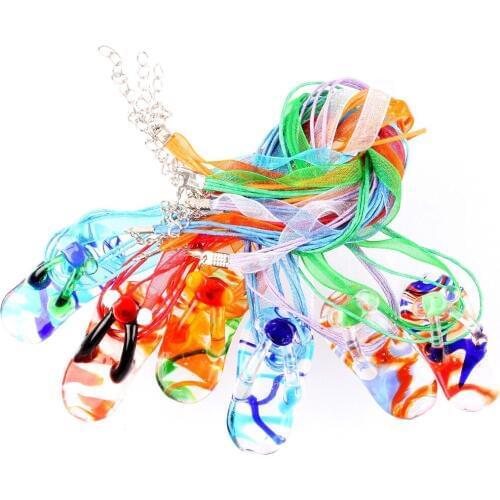 QianBei Fashion Beauty Wholesale 6pcs handmade Murano Lampwork Glass Mixed Color Pretty Shoes Inside Pendants Charms Necklaces