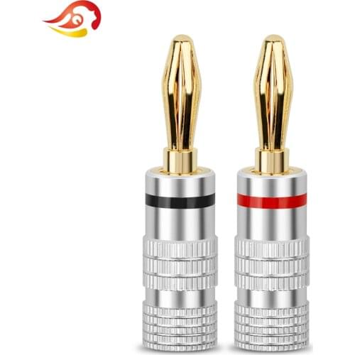 QYFANG Gold Plated Speaker Banana Plug With Screw HiFi Stereo Metal Adapter Pin Aluminum Alloy Wire Connector Mixer Audio Jack