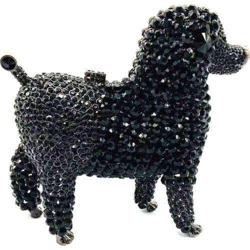 Animal Designer POODLE Luxury Crystal Evening Bags Black Dog Clutch Bags Purse Wedding Bridal Handbags Women Handbags SM97