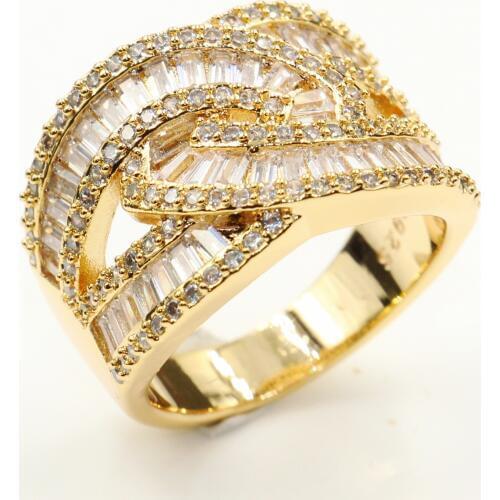 Rulalei 2019 New Arrival Vintage Jewelry 925 Sterling Silver&Gold Fill Princess Cut White Clear 5A Cubic Zirconia Wedding Ring