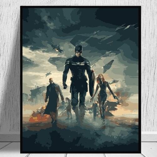 Marvel Captain America Painting by Numbers Draw on Canvas Art the Avengers Diy Oil Painting by Numbers Wall Art Pictures Cuadros