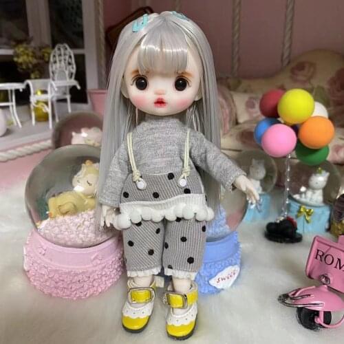 16cm Wig BJD Doll Movable Joints Cute Face DIY Bjd Dolls with Big Eyes Bjd Toys Gifts for Girl Handmand Toy