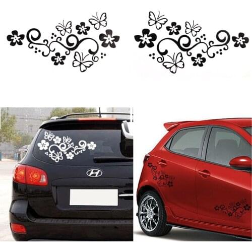 Funny Car Stickers Flower Butterflies Car Body Stickers Engine Hood Decal Universal Motorcycle Decor Auto Covers Accessories