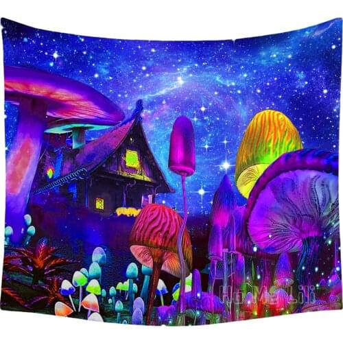 Trippy Mushroom Purple Abstract Painting Tapestry Art Home Decor Wall Hanging