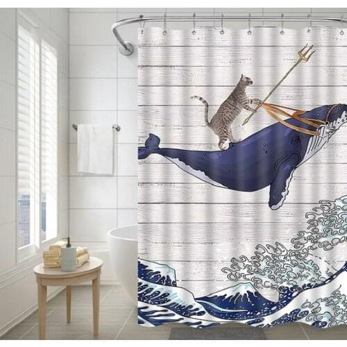 Sea Animal Bath Waterproof Printed Fabric Bathroom Shower Curtain in the Bathroom for Modern Accessory Bathroom Decor Product