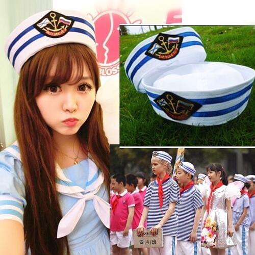 Military Hats Sailors Captain White Hat Navy Marine Cap With Anchor Sea Boating Nautical Fancy Dress Nurse Hat Cosplay Adult Kid